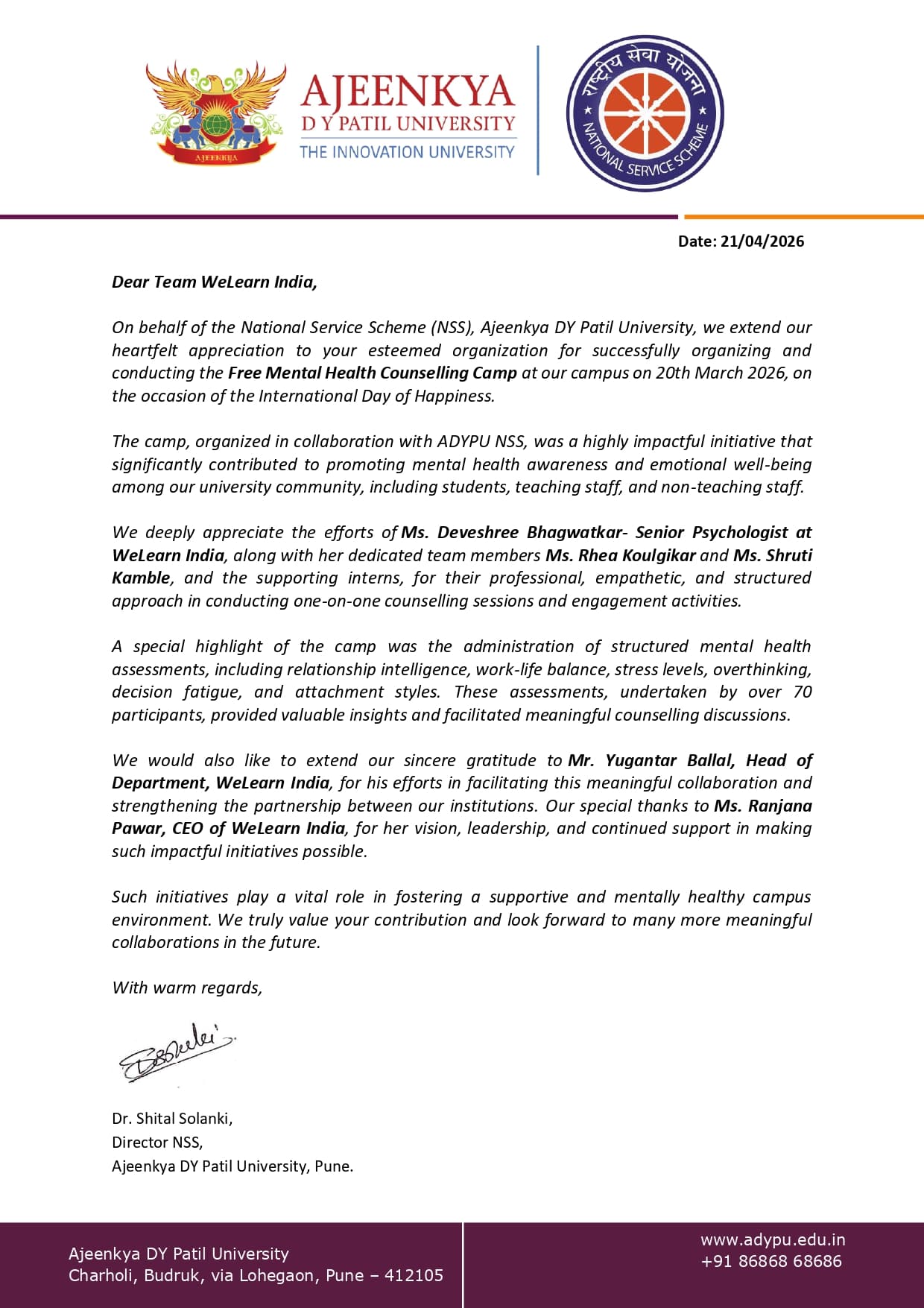 University Mental Health Camp